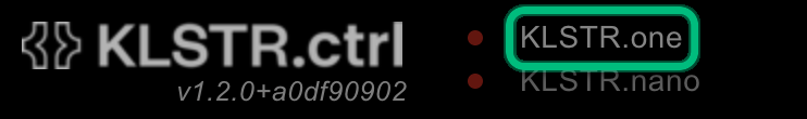 KLSTR.one, highlighted, in the status column of the header, above KLSTR.nano