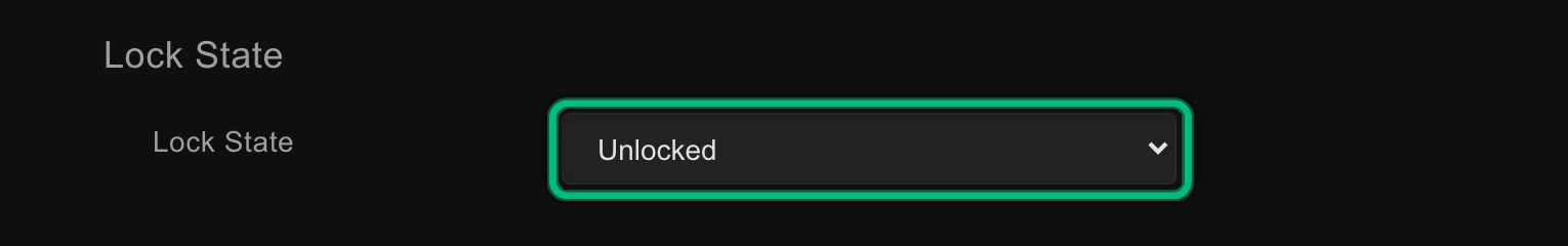 The Lock State dropdown, highlighted, on the Security tab