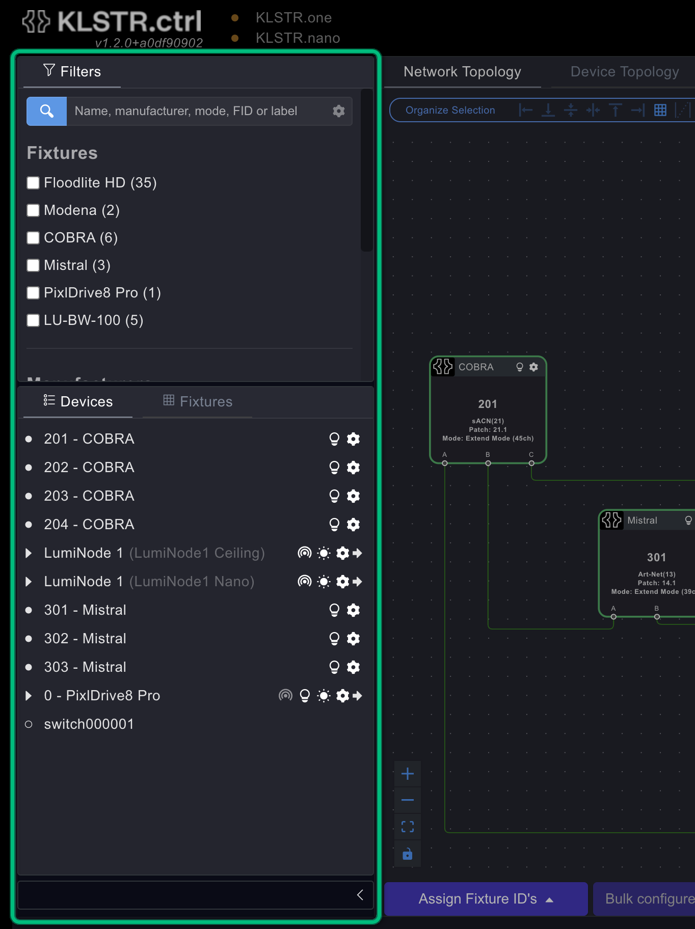 The sidebar, highlighted, on the left of the window: the Filters pane with the search box, and the Devices pane below it